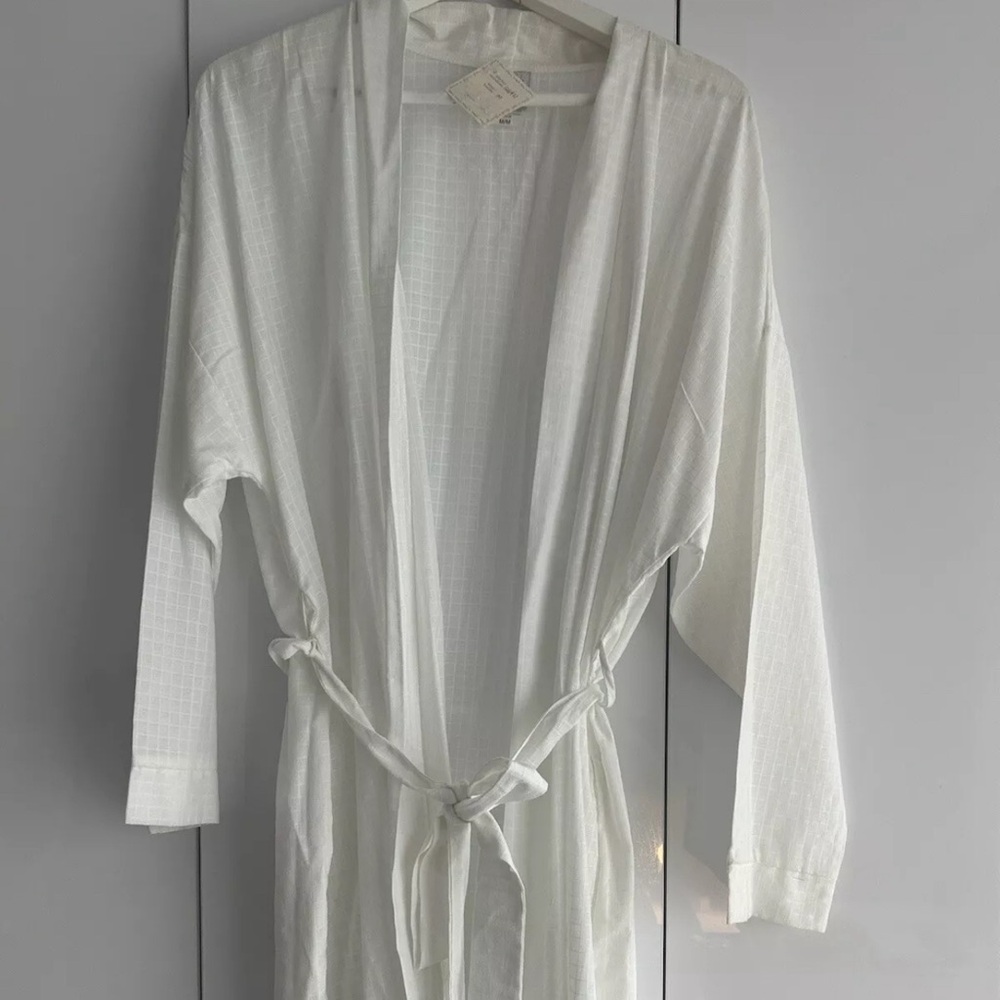 FROU FROU Cotton Robe Peignoir White Medium Loungewear Kimono